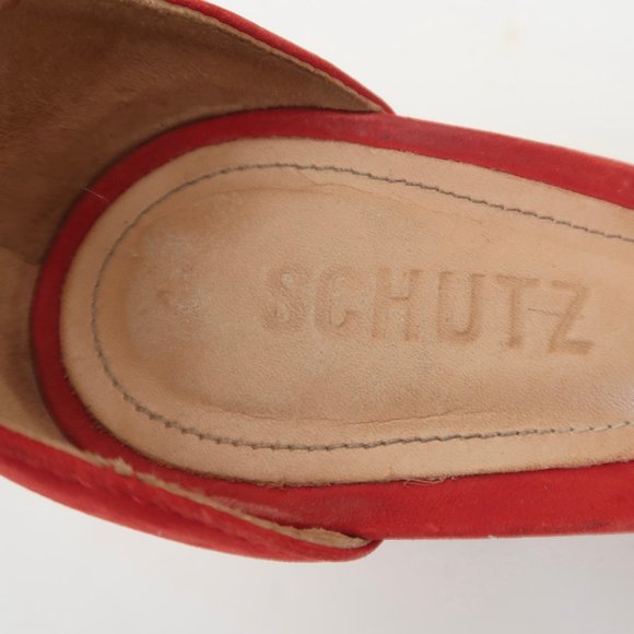 SCHUTZ Chime City red suede & cork heel sandals - Picture 6 of 8